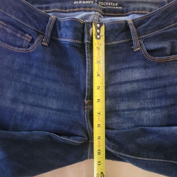 Old Navy Womens Rockstar Skinny Mid Rise Dark Wash Denim Jeans SZ 8 SHORT - Picture 6 of 12